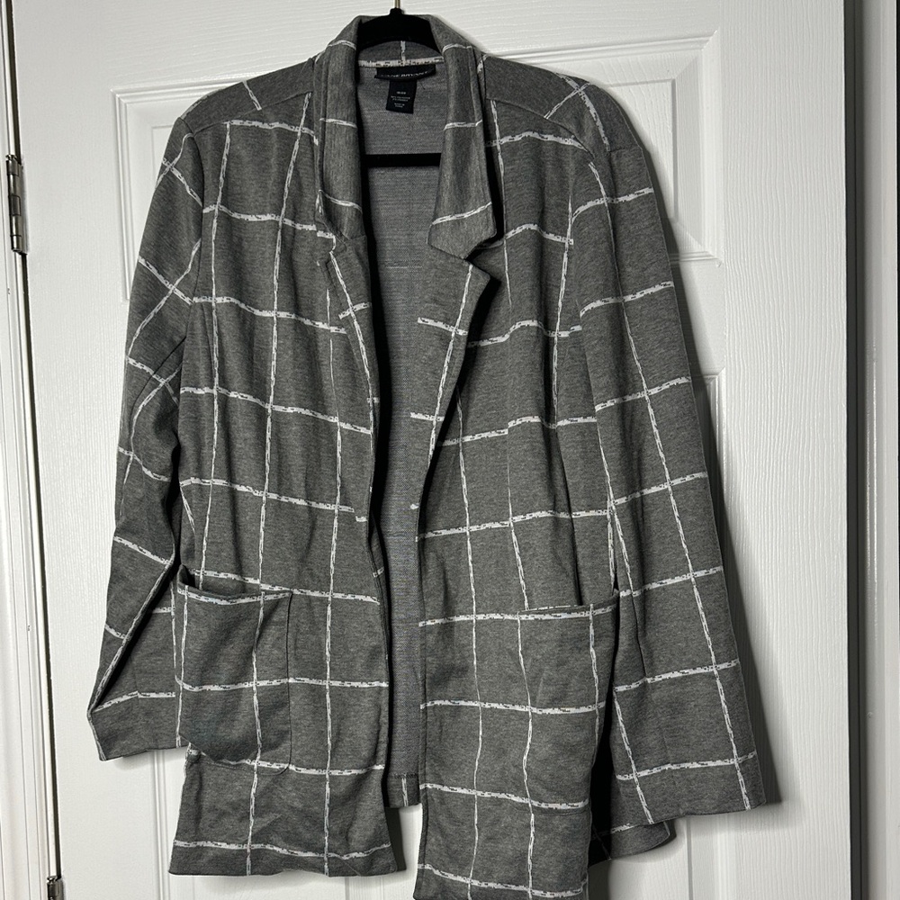 Lane Bryant Gray Windowpane Blazer